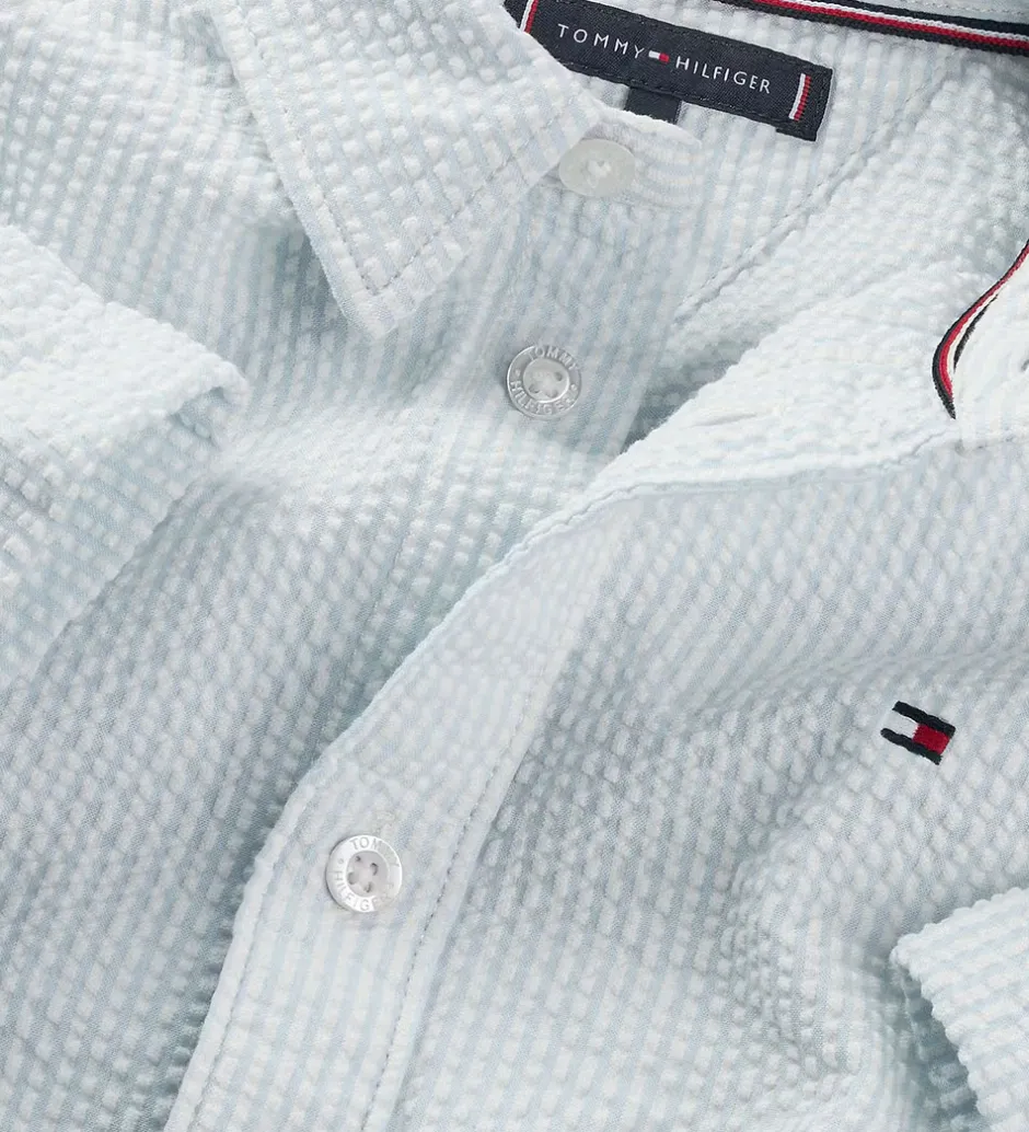 Skjorter|Konfirmationstøj|Tommy Hilfiger Skjorte - Seersucker - Breezy Blue White Stripe