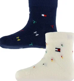 Strømper|Tommy Hilfiger Strømper - 2-pak - Tommy Original/Hvid m. Print