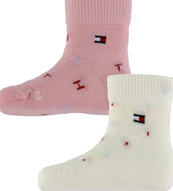 Strømper|Tommy Hilfiger Strømper - 2-pak - Rosa/Hvid m. Print