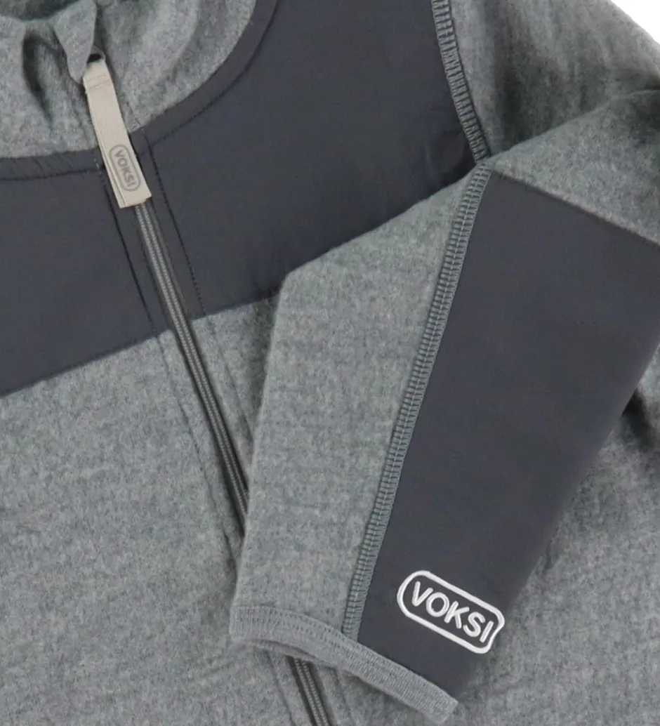 Fleece|Voksi Fleecejakke - Uld - Gråmeleret