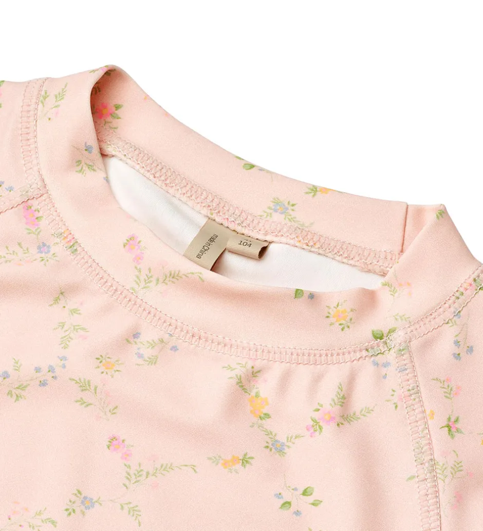 Badetøj|Wheat Badebluse - UV40+ - Jackie - Powder Checked Flowers