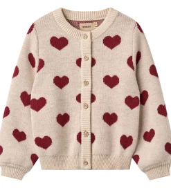 Cardigans|Wheat Cardigan - Merinould - Offwhite Melange m. Hjerter