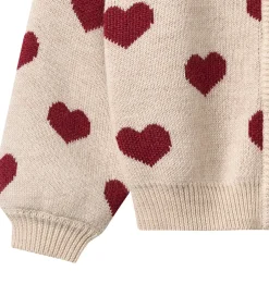 Cardigans|Wheat Cardigan - Merinould - Offwhite Melange m. Hjerter