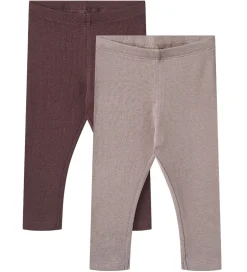 Leggings|Wheat Leggings - 2-pak - Rib - Bomuld/Modal - Maddy - Purple Fud