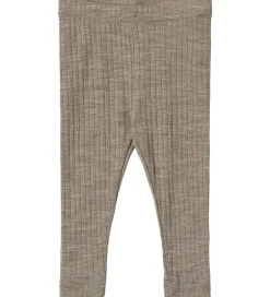 Leggings|Wheat Leggings - Uld/Silke - Rib - Agi - Khaki Melange