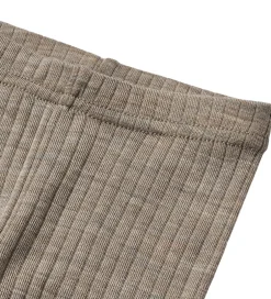 Leggings|Wheat Leggings - Uld/Silke - Rib - Agi - Khaki Melange