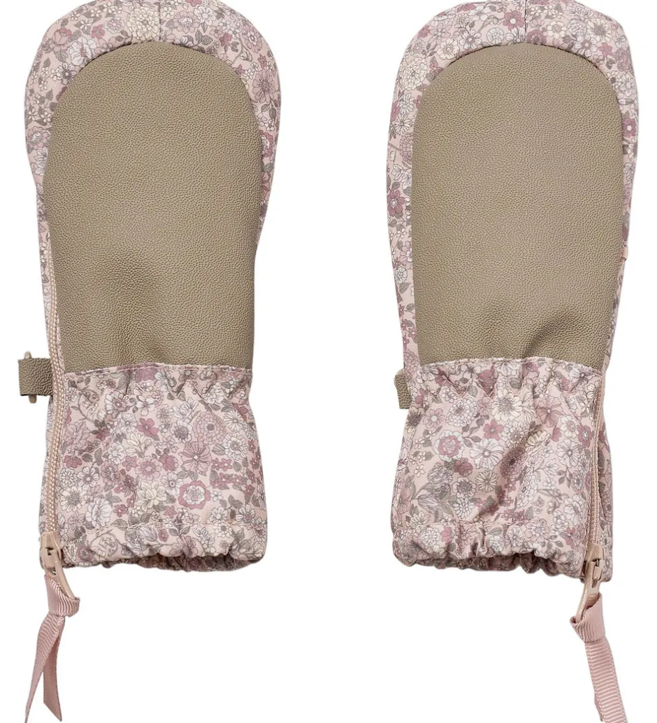 Handsker Og Luffer|Wheat Luffer m. Fleece - Rose Dust Flowers m. Lynlås
