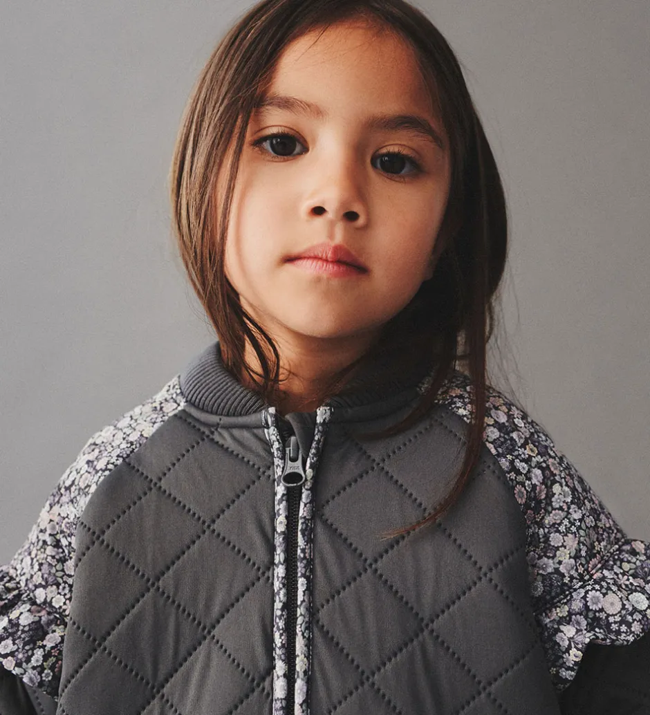 Termotøj|Wheat Termojakke - Ellas - Black Sea m. Blomster